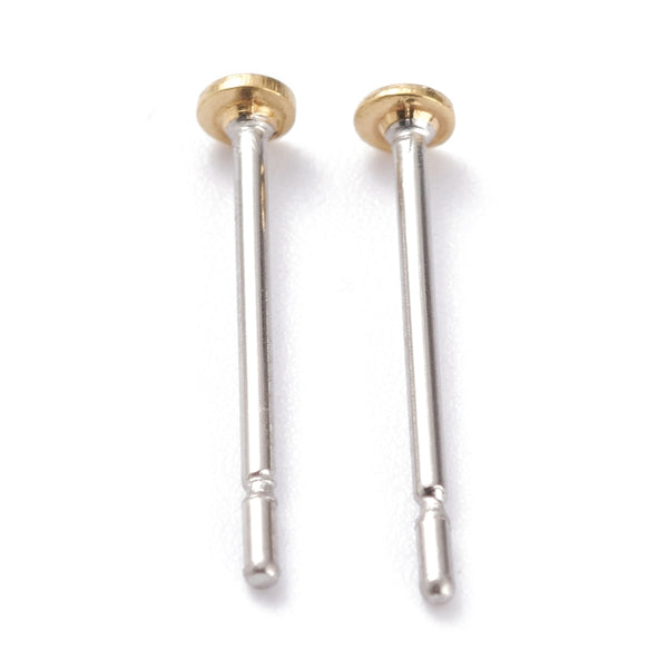 2mm 306 stainless steel earring posts - 100 pieces