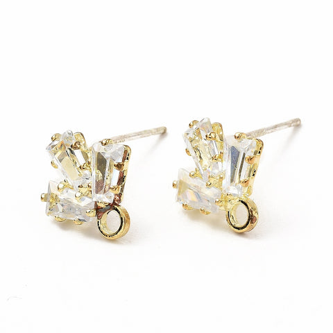Gold plated Diamanté stud earring post x 6 pieces