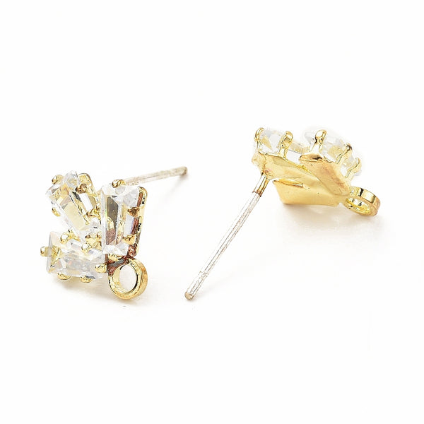 Gold plated Diamanté stud earring post x 6 pieces