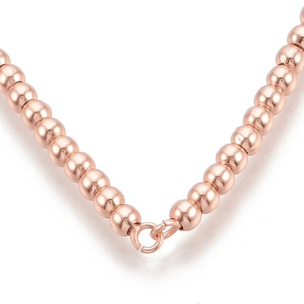 Rose Gold plated open ended bead bracelet with diamante ends  x 1 piece