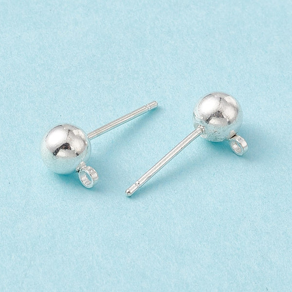 BRIGHT SILVER plated stainless steel ball stud post 10 x pieces