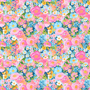 Bright pinks & blue floral art pattern water transfer