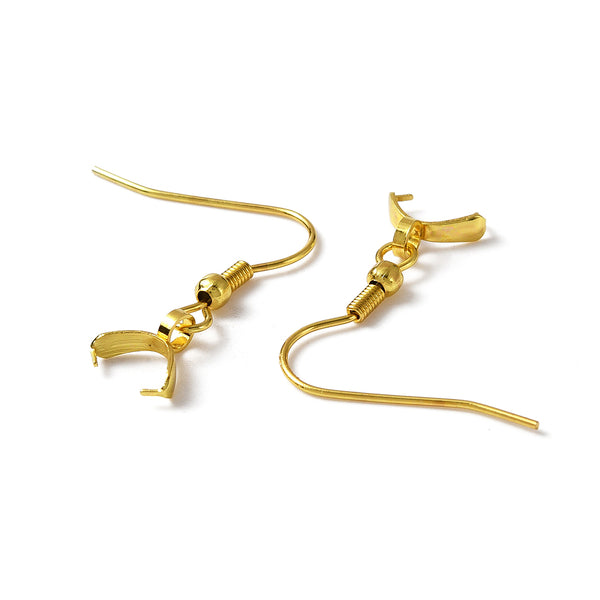 Gold plated Stainless steel front facing hooks with pinch bails x 10 pieces