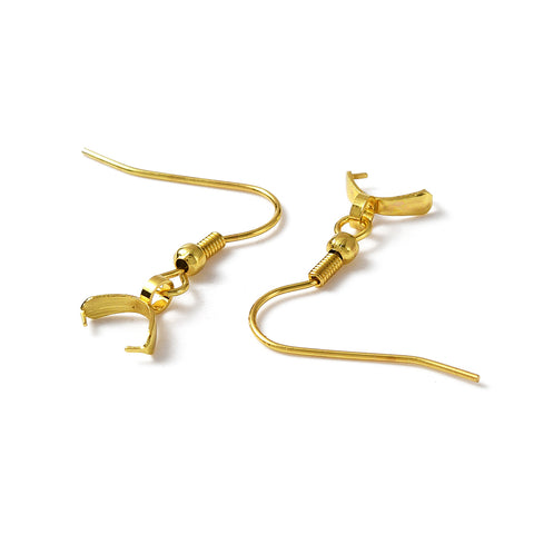 Gold plated Stainless steel front facing hooks with pinch bails x 10 pieces