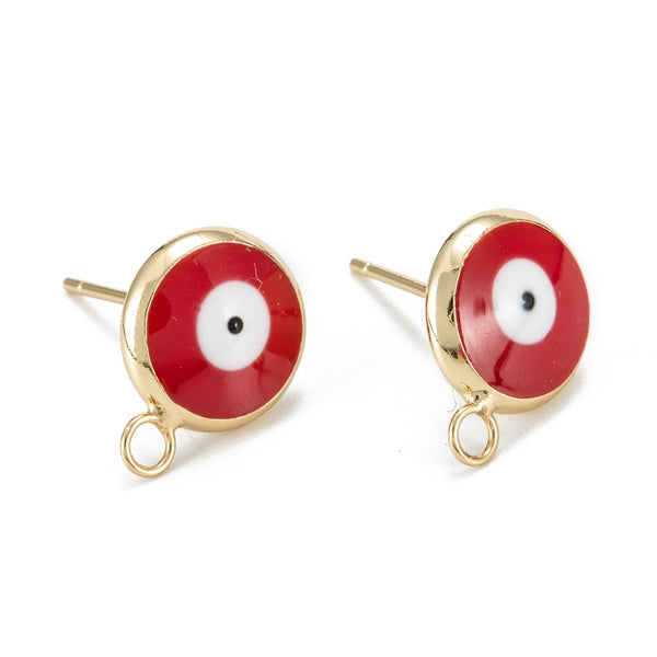 Evil Eye genuine 18K gold plated stud tops x 1 pair