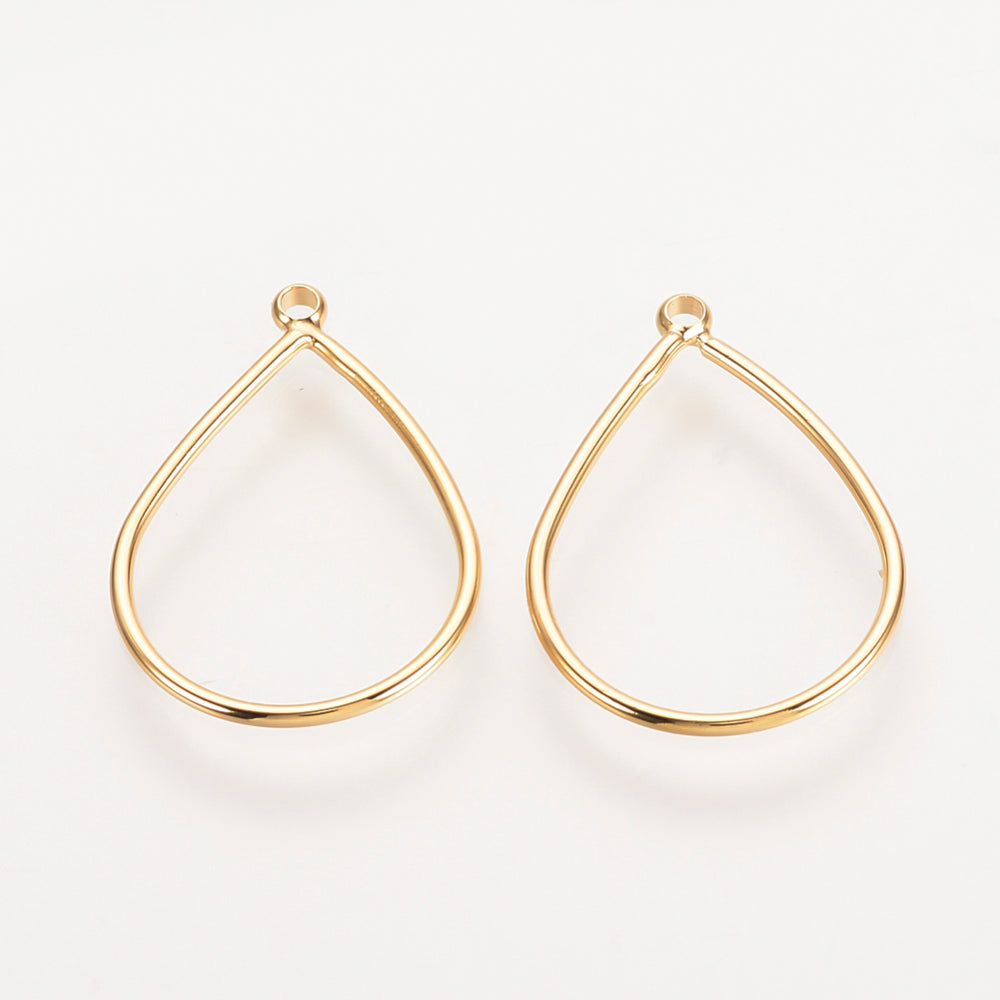 Genuine 18K gold tear drop charm x 6 pieces