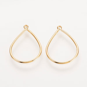 Genuine 18K gold tear drop charm x 6 pieces