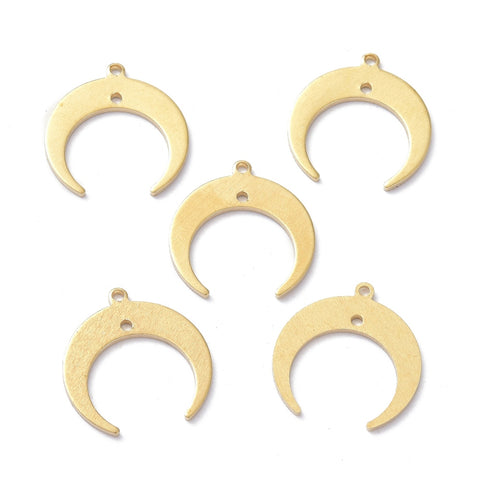 Brass gold moon crest charms x 6 pieces