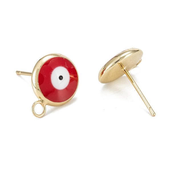 Evil Eye genuine 18K gold plated stud tops x 1 pair