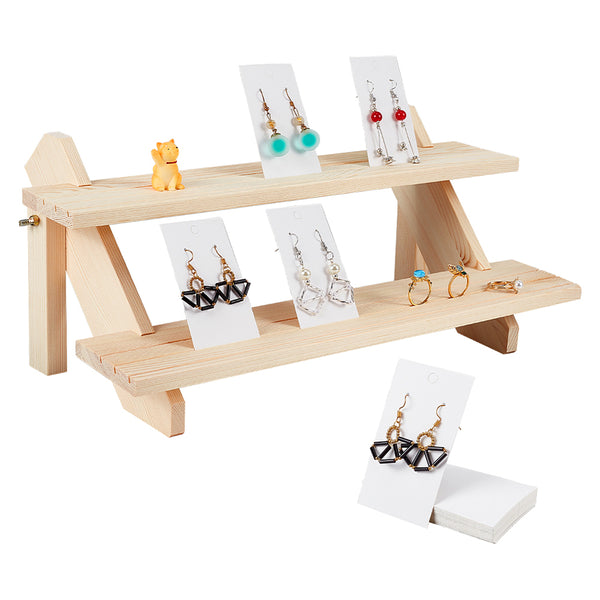 2 tier wooden display earring stand
