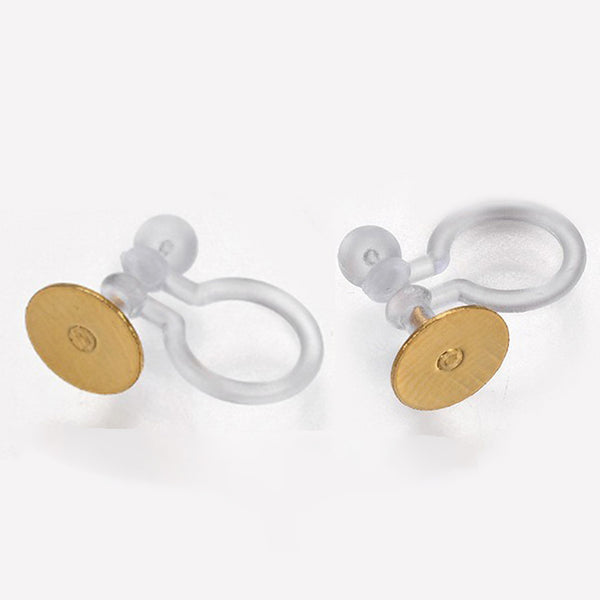 Clip on 6mm genuine 18K gold plated & plastic finding x 10 pieces