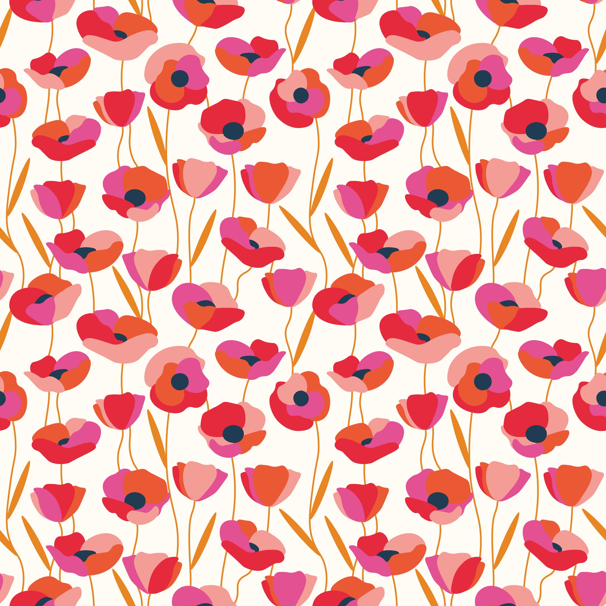 Style 2 - Red Poppy flower water transfer papers x 1