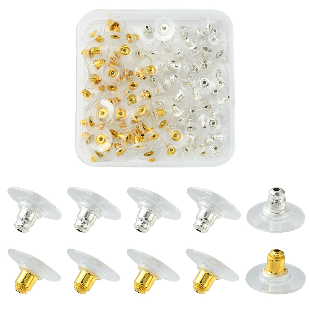 Mixed pack comfort earring backs x 100 pieces (50 of ea colour)