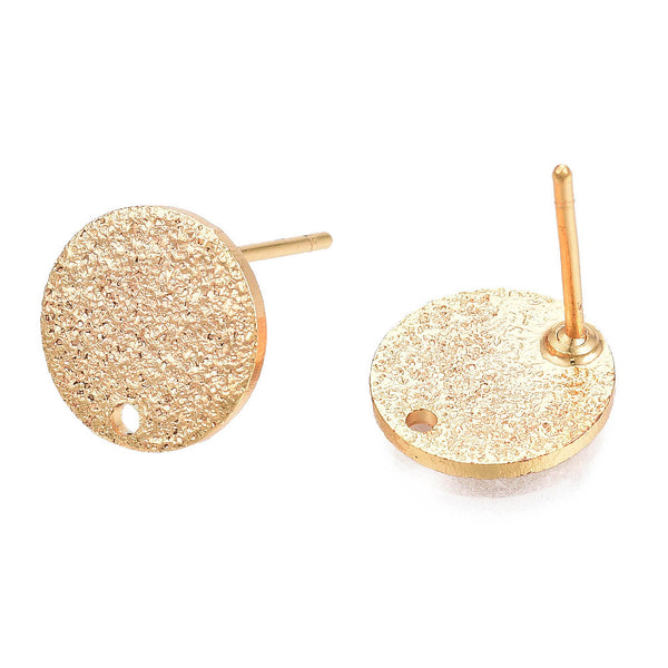 Textured gold plated stud earring posts x 8