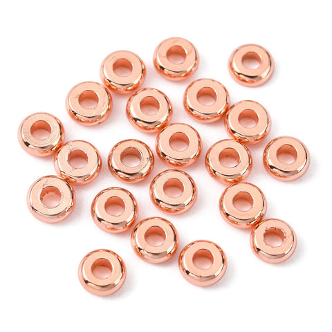 Flat rose gold plated spacer beads - 10 pieces