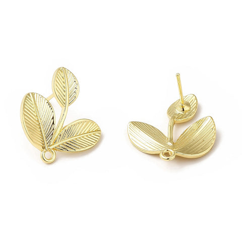 REDUCED - Gold plated leaf stud tops - 6 pieces