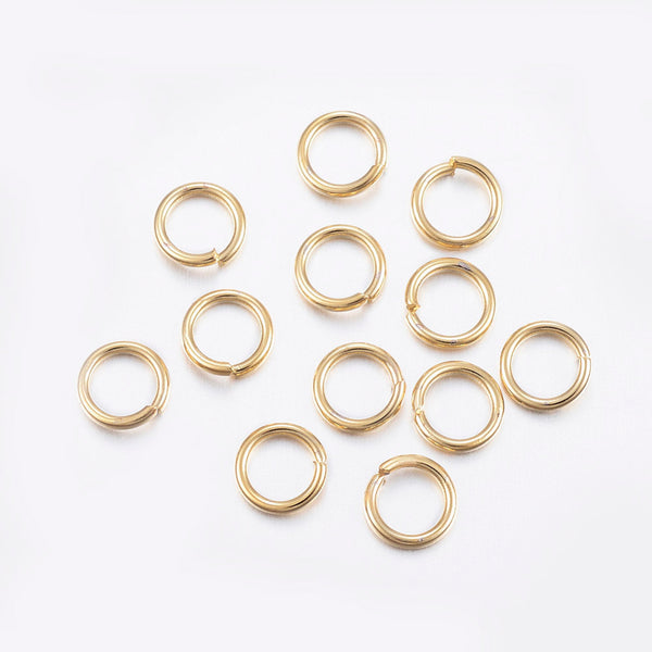 8mm x 8mm - 24K Gold plated open jump rings  - 100 pieces