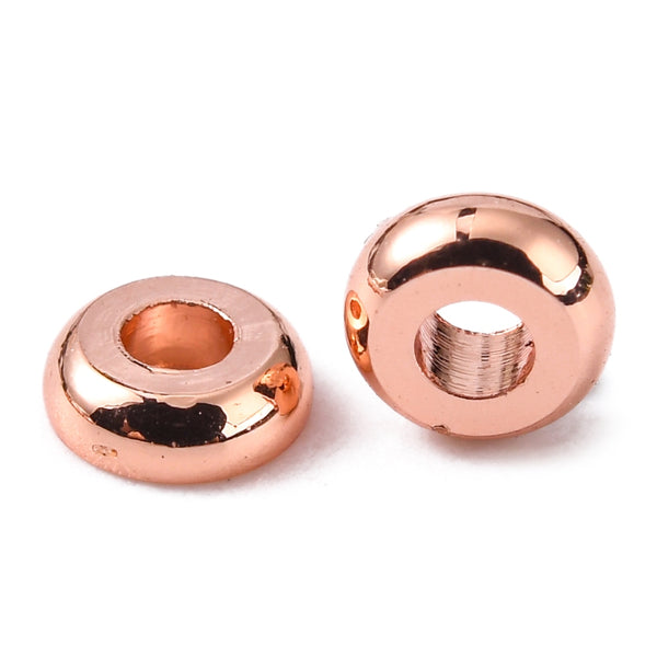 Flat rose gold plated spacer beads - 10 pieces