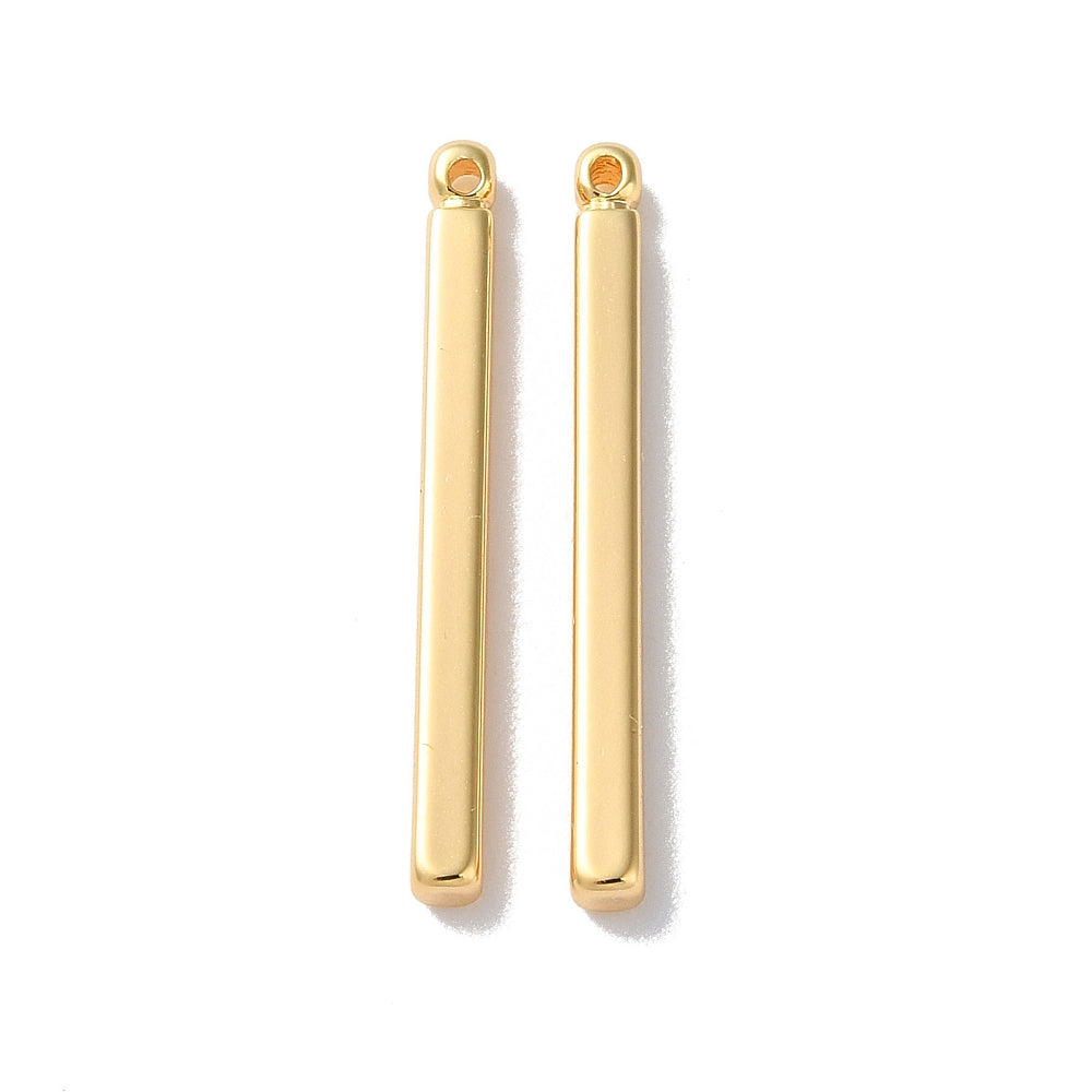 Genuine 18k gold plated long rectangle charms x 6 pieces
