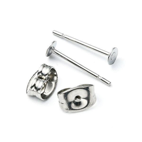 3mm, 4mm & 5mm (choose your size) 304 stainless steel earring posts & back packs - 200 pieces