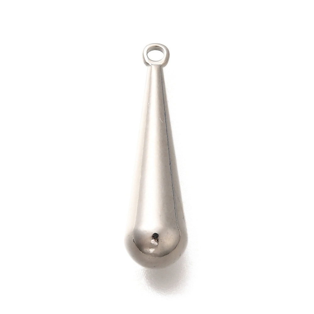 Genuine platinum plated solid long tear drop charms x 4