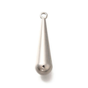 Genuine platinum plated solid long tear drop charms x 4
