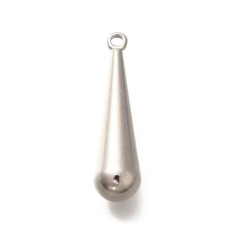 Genuine platinum plated solid long tear drop charms x 4