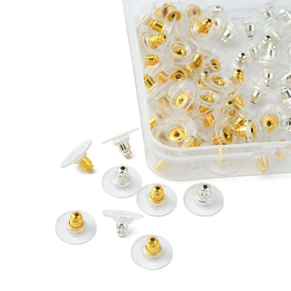 Mixed pack comfort earring backs x 100 pieces (50 of ea colour)