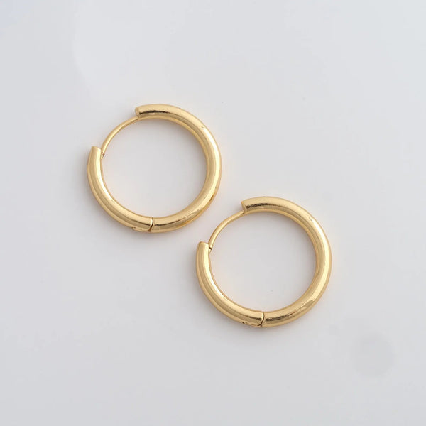 1.5cm genuine gold plated huggie hoops x 6 pieces