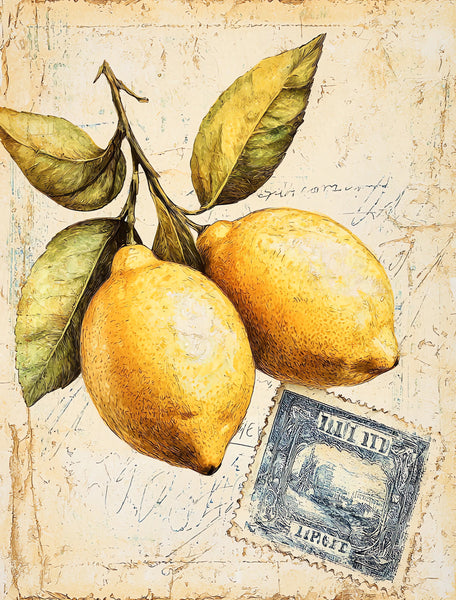 Vintage Lemon water transfer papers