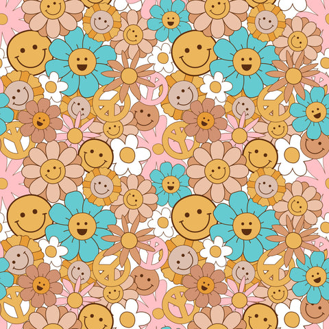 Groovy Flowers water transfer paper