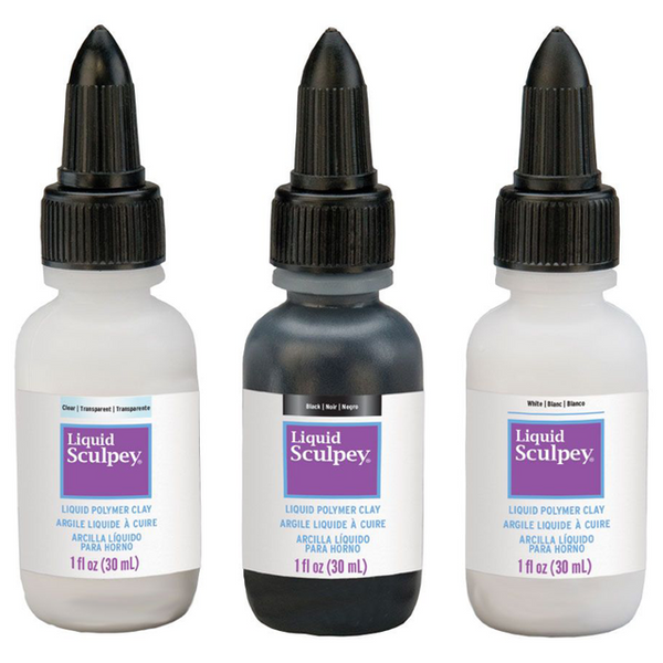 Liquid sculpey pack of 3 - white, black and translucent