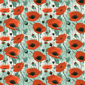Style 1 - Red Poppy flower water transfer papers x 1
