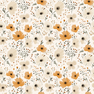 Beige apricot floral art pattern water transfer