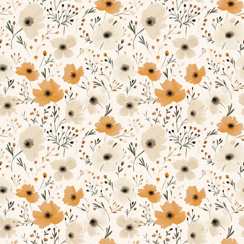 Beige apricot floral art pattern water transfer