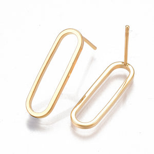 2.5cm 18K gold plated oval stud tops with 925 sterling silver posts x 4 pieces.