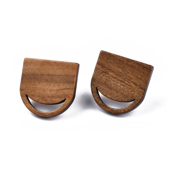 Walnut stud tops with stainless steel posts x 6 pieces - Half oval - Style 1