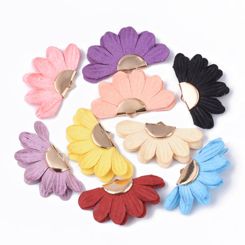 Fabric flower charms x 4 pieces