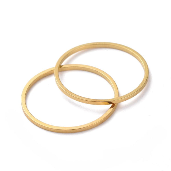 Bright gold plated 1.8cm circle charm connector x 10 pieces