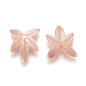 Bright rose gold plated maple leaf charms x 8 pieces