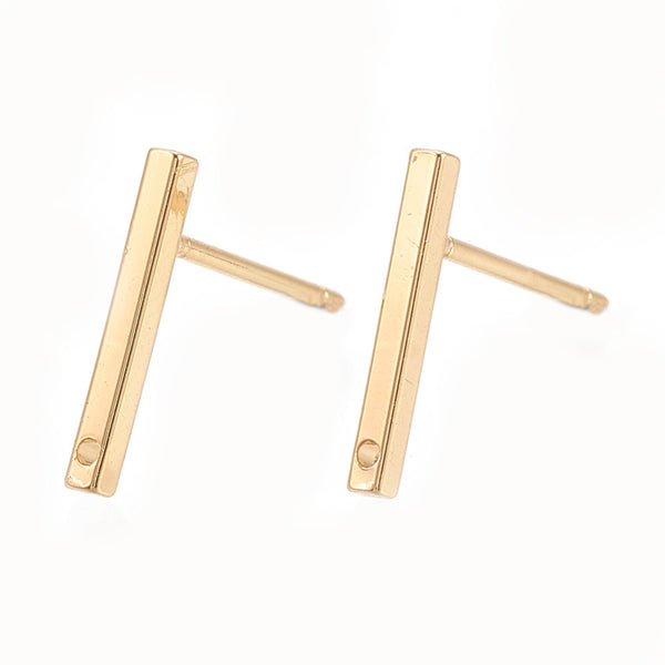 18k genuine gold plated bar stud earring post x 6 pieces