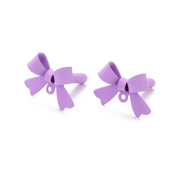 Lilac bow stud tops - x 4 pieces
