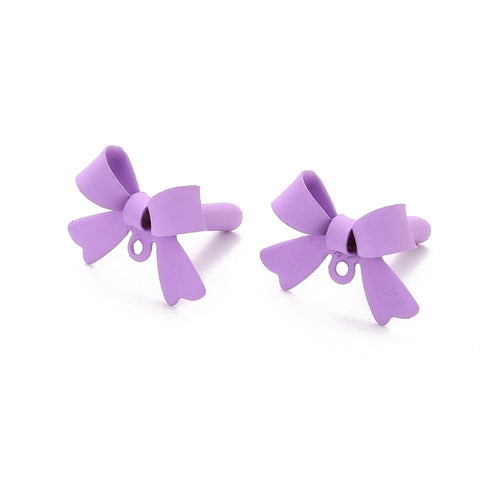 Lilac bow stud tops - x 4 pieces