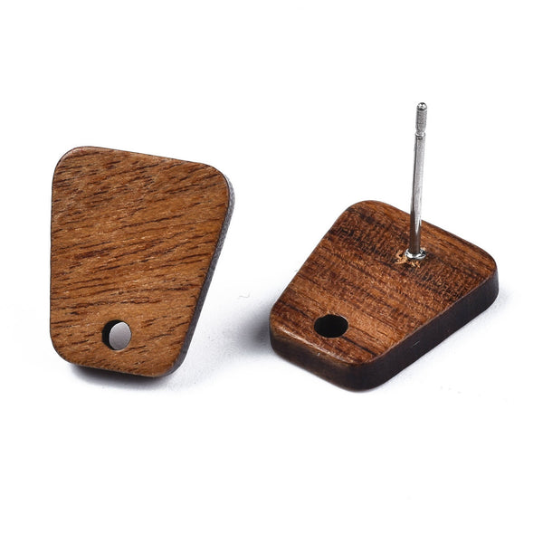 Walnut stud tops with stainless steel posts x 6 pieces - Trapizoid shape