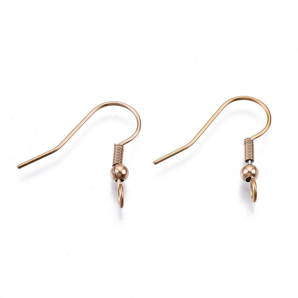 Rose gold plated stainless steel front facing Shepard hooks x 10 pieces