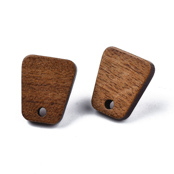 Walnut stud tops with stainless steel posts x 6 pieces - Trapizoid shape