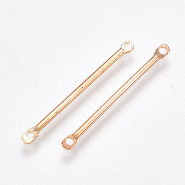 Gold plated bar double connector charm 10 x pieces - 2.5cm