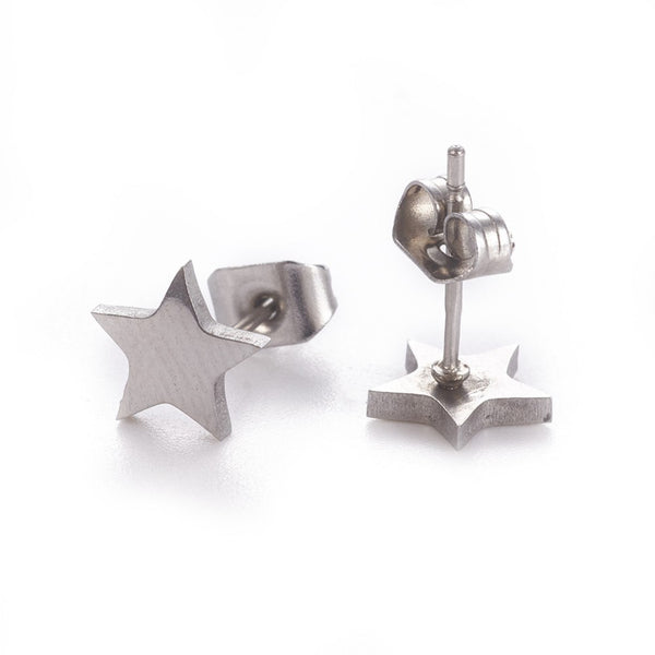Stainless steel small star studs - 1 pair
