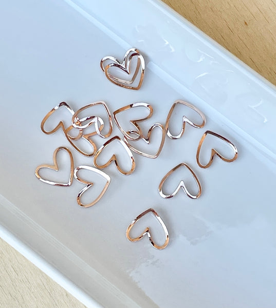 Rose Gold plated heart shape charm connectors x 6 pieces