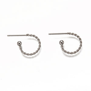 Silver plated stainless steel twist style open hoop x 10 pieces